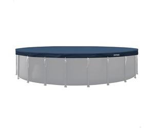Intex Cobertor Piscina Redonda, Mide 7,32 Metros diámetro, Azul Oscuro, Incluye cordón de Agarre, Agujeros de Drenaje, Voladizo de 20 cm, Funda de Piscinas, Lona Circular Protectora (58018)