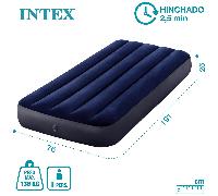 INTEX Colchón Hinchable Individual, Colchón Inflable Individual, 136kg, Color Azul, Durabilidad, 191 x 76 x 25 cm