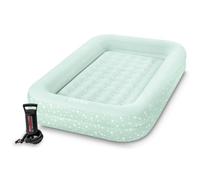 Intex Colchón Hinchable Infantil Verde Menta, 107x168x25 cm, máx. 22,7 kg, Decoración Estrellas, Extraíble, Hinchador Incluido, Inflado, Cama, Cuna de Viaje, Colchones inflables (66810)