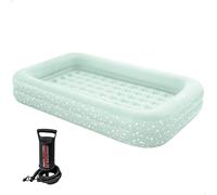 Intex Colchón Hinchable Infantil Verde Menta, 107x168x25 cm, máx. 22,7 kg, Decoración Estrellas, Extraíble, Hinchador Incluido, Inflado, Cama, Cuna de Viaje, Colchones inflables (66810)