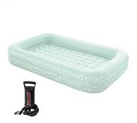 INTEX - Colchón hinchable infantil verde menta o beige, estampado estrellas, 107x168x25 cm, peso soportado 22,7 kg, colchoneta extraíble, hinchador incluido, superficie suave, cuna bebé viaje,