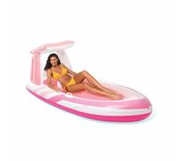 Intex Colchoneta Hinchable Pink Paradise con Parasol y Porta Bebidas, 244 x 119 x 97 cm, Asas de sujeción y Cuerda de Seguridad perimetral, Vinilo Resistente, Incluye Parche, Máx 100 kg, +14 años