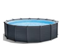 Intex Frame Pool Set Grafito Ø 478 x 124 cm, Piscina, Filtro de Arena, Lona Protectora, Escalera de Seguridad, 26384GS