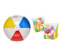 Intex Glossy Panel - Pelota Inflable para Agua/Playa - Diámetro 51 cm & 58652EU - Manguitos Hinchables Marino 23x15 cm de 3 a 6 Años