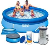 Intex - Juego de piscina 305 cm con bomba de filtro, lona base, cubierta de c...