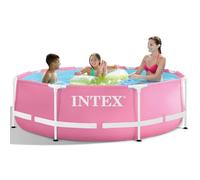 Intex Juego de Piscina con Marco de Metal Rosa de 2,44 m x 76 cm, tamaño de configuración: 28292GN