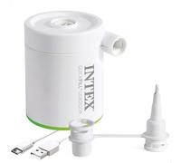 INTEX Mini hinchador eléctrico portátil, 200 l/min, USB Tipo A, Incluye 2 boquillas y Bolsa Transporte, Pequeño, Compacto y Ligero, Colchones y colchonetas, Bomba de Aire portátil, Inflador (66637)