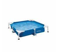 Intex Piscina Desmontable Cuadrada para Mascotas, 152x152x30 cm, Depuradora incluida, Filtro Tipo H, Skimmer, Cobertor, Materiales Resistentes, Piscina Perros, Piscinas Desmontables (55285)