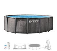Intex - Piscina Desmontable, Greywood Prism Frame Premium, D457x122 cm, Capacidad 16.805 litros, Escalera, Tapiz, Cobertor, Depuradora Cartucho, Montaje 45 Minutos, Conexiones Ø32 mm (56093)