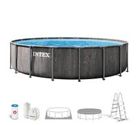 Intex - Piscina Desmontable, Greywood Prism Frame Premium, D549x122 cm, Capacidad 24.311 litros, Escalera, Tapiz, Cobertor, Depuradora Cartucho, Montaje 60 Minutos, Conexiones Ø38 mm (56094)