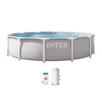 Intex piscina desmontable redonda prism frame 3,6 metros con depuradora 76 cm