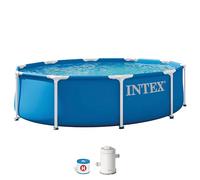 Intex - Piscina Desmontable, Metal Frame, D305x76 cm, Capacidad 4.485 litros, Incluye depuradora, Montaje 30 Minutos, Conexiones Ø32 mm, para Mayores de 6 años, Piscinas Redondas (56097)