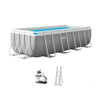 Intex Piscina Desmontable Rectangular 400x200x122 cm, Prism Frame, con depuradora de Arena incluida, con Escalera de Seguridad, Material tricapa, con uniones en T, Fácil Montaje (55288)