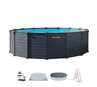 Intex piscina desmontable redonda graphite gray panel 5 metros con depuradora