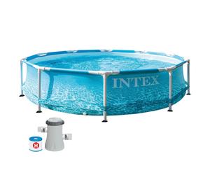 INTEX Piscina desmontable redonda Metal Frame Beachside con depuradora