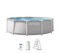 Intex piscina desmontable redonda prism frame 3,6 metros con depuradora y escalera 366 cm
