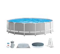 Intex piscina desmontable redonda prism frame 4,5 metros con depuradora y escalera 457 cm