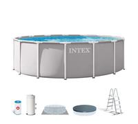 Intex piscina desmontable redonda prism frame 4,5 metros con depuradora y escalera 457 cm