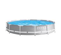 INTEX - Piscina desmontable redonda Prism Frame de hasta 4 metros de diámetro, con y sin depuradora, color gris, resistente y duradera, +6 años, 30 min. montaje, piscinas desmontables, piscinas