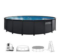 Intex - Piscina Desmontable, Ultra XTR, Gris Oscuro, D610x122 cm, Capacidad para 30.079 litros, Escalera, Tapiz, Cobertor, Estructura metálica, Montaje 60 Minutos, Conexiones Ø38 mm (56091)