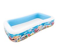 Intex Piscina Hinchable Grande diseño océano, 305x183x56 cm, 1050 litros, 3 cámaras de Aire, Tapón de desagüe, Vinilo Resistente, Uso Exterior, Ideal jardín y Verano, Parche Incluido, +6 años (58485)