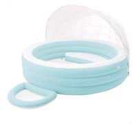 Intex Piscina Hinchable Infantil, Azul y Blanco, Mide 277x221x137 cm, Asiento, Toldo Solar Desmontable, Lavapiés, Capacidad 830 litros, Parche reparación, Piscinas para niños (57195)