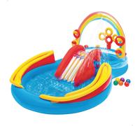Intex Centro de Juegos Hinchable Arco Iris, Piscina y tobogán con Base Acolchada, aspersor, 8 Bolas y 4 Anillas para Jugar, +2 años (57453)