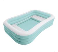 INTEX - Piscina hinchable infantil, color azul y blanco, medidas de 264x165x56 cm, suelo y asientos hinchables, capacidad para 780 litros agua, 2 cámaras de aire, 1 parche reparación, piscinas