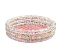 Intex Piscina hinchable infantil Sweet Blossom, 122 x 25 cm, Altura del agua 15 cm, Tres aros hinchables, Capacidad 150 litros, Con parche de reparación, Diseño floral, para niños desde 2 años (58427)
