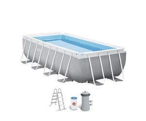 Intex Piscina Rectangular Desmontable Prism Frame 400x200x100cm con Depuradora y Escalera (6836 Litros, +6 años)