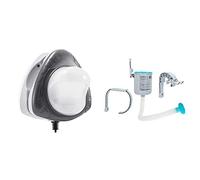Intex Punto de Piscina led magnético & Skimmer Deluxe Filtro 3.028 l/h Easy Set-Metal Frame, 49x43x34 cm, Color Blanco