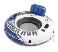 INTEX - Rueda hinchable river run 135 cm diámetro azul, peso máximo soportado 100 kg, capacidad 1 persona, 2 asas resistentes, cuerda de agarre, parche de reparación, recomendado a partir de 14 años