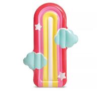 Intex Colchoneta hinchable, 117x20x175 cm, Diseño arcoíris, nubes y estrellas, Con 2 cámaras de aire, Incluye parche reparación, Colchonetas de piscina, Hinchables playa, Juguete agua, Flotador(58729)