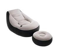 Intex Sillón + reposapiés hinchables 99x130x76 64x28 cm, Gris (68564)