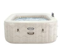 INTEX - Spa hinchable cuadrado Chevron Deluxe, 4 personas, 175x175x71 cm, burbujas de aire caliente, depuradora con filtro S2, clorador salino, sistema antical, resistente, fácil instalación, ideal