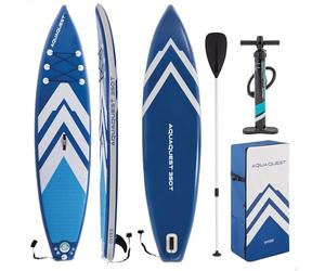 Intex Tabla paddle surf hinchable, Modelo AquaQuest 350 T, Tipo Touring, Mide 350x79x15 cm, Máx. 160 kg, Base antideslizante, Bomba de hinchado con manómetro, Quilla extraíble, Remo aluminio (68247)