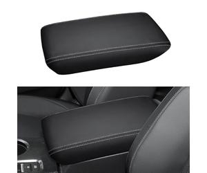 INTGET Car Center Console Armrest Cover for Honda Civic Accessories 2022 2023 2024 Sedan Hatchback Leather Interior Arm Rest Cover Console Lid Protector Seat Elbow (Black with Gray Stitches)