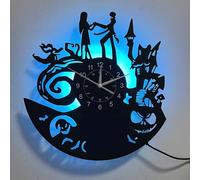 inthetime - Reloj de Pared (30,5 cm), diseño de Gato y Sally Skellington, Reloj de Pared con LED, diseño Retro para niños, decoración Hecha a Mano