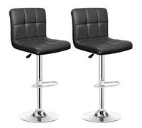 IntimaTe WM Heart 2 x Taburetes de Bar Cuadrado y Moderno Tapizados en Cuero de PU Silla Altura Ajustable Giratoria para Bar Cocina (Negro) (5001A03)