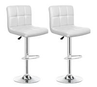 IntimaTe WM Heart 2 x Taburetes de Bar Cuadrado y Moderno Tapizados en Cuero de PU Silla Altura Ajustable Giratoria para Bar Cocina (Blanco)