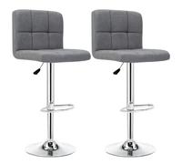 IntimaTe WM Heart 2 x Taburetes de Bar Cuadrado y Moderno Tapizados en Cuero de PU Silla Altura Ajustable Giratoria para Bar Cocina (Gris-Lino)