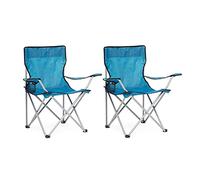 IntimaTe WM Heart Plegable Cámping Silla 2-Pieza Set con Portavasos y Transportista Bolsa, Azul