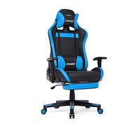 IntimaTe WM Heart Silla de Juegos, Silla ergonómica de Carreras con reposapiés, inclinación Ajustable 135 ° reclinable, con Soporte Lumbar y reposacabezas (Azul)