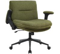 Intimate WM Heart Silla de oficina sin reposabrazos, silla giratoria con ruedas, material técnico de tela sacraso con acolchado grueso, silla de escritorio ancha (verde)