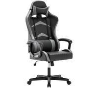 IntimaTe WM Heart Silla Gaming con Respaldo Alto Cojín Lumbar & Cabeza Almohada, Altura Ajustable 360° Giratorio y Reposabrazos Fijos, 52 x 58 x 130cm (Gris)