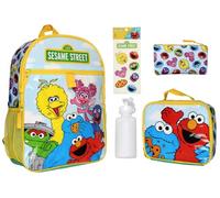 INTIMO Sesame Street Group Cookie Monster Elmo Big Bird - Juego de 5 piezas, mochila, fiambrera, estuche para lápices, botellas de agua, pegatinas de 43 cm