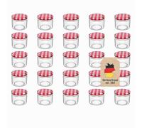 INTIRILIFE, 25 tarros de conserva con tapa - 150 ml - 6,5 x 6,5 cm - Tarros pequeños, tarros para mermelada, tarros para despensa con tapa de rosca, tarros para especias, perfectos para regalar