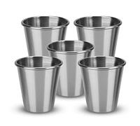 Intirilife 5x apilable tazas de acero inoxidable en 65 ml- camping al aire libre taza de metal vaso de chupito, vaso de chupito - reutilizable, inastillable BAP-libre sin plástico para restaurante bar
