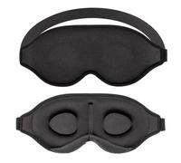 Intirilife Antifaz para Dormir en Negro - Antifaz 3D para Dormir de Lado - 100% Bloqueador de Luz - Suave, Suave, Diseño Ergonómico con Espuma de Memoria, Antifaz Transpirable para Viajar