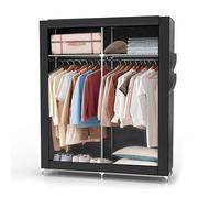 INTIRILIFE Armario Plegable 108x170x45 cm en RABEN Schwarz - Armario de Tela con Cremallera y Barra de Colgar, Bolsillo Lateral y Compartimentos - Estante enchufable, Marco de Metal